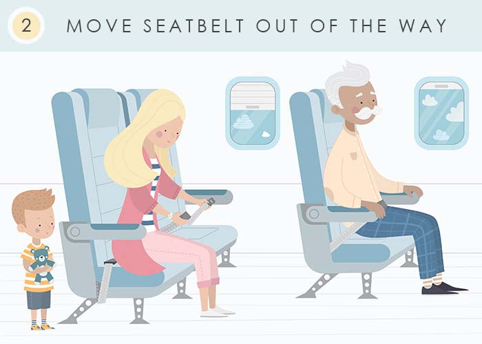 Move seatbelts out of the way before inflating Flyaway Kids Bed