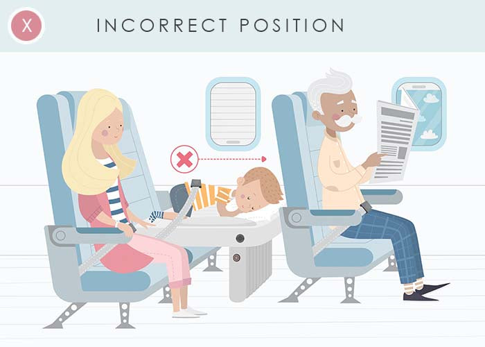 Don't let your child sleep with their head towards their tray table